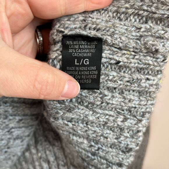 Elie Tahari Merino Cashmere Ribbed Sweater L Gray Chunky Knit Luxury Soft - Picture 6 of 7